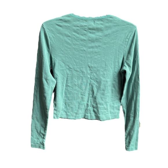 Topshop Long Sleeve Pontelle Shirt Green Size 8 - Picture 2 of 5